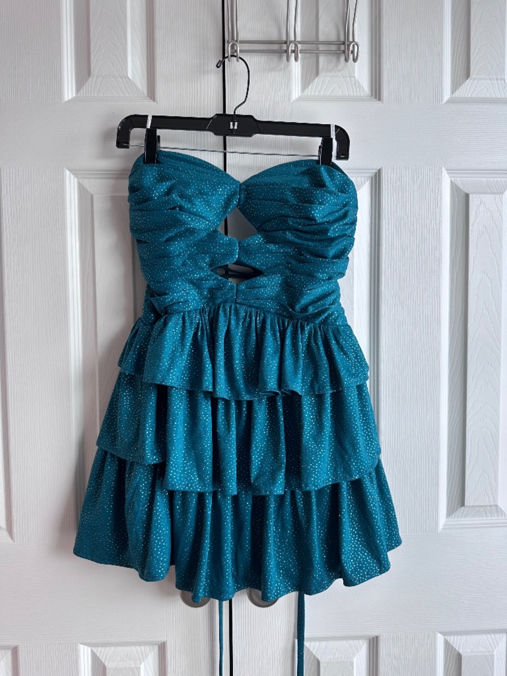 NWT Teal Strapless Tiered Cutout Party Dress Size 6 Homecoming